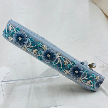 【50cm単位】 刺繍リボン 瑞々しい色彩！カラフルなお花畑花柄刺繡リボン チュール 幅約3.4cm 230404021