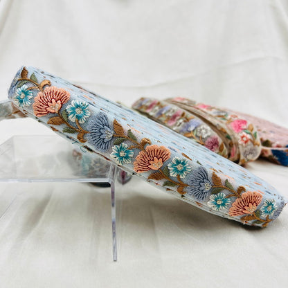 【50cm単位】 刺繍リボン 細幅 可愛いが溢れ出す カラフルわた帽子 チュール 幅約2.8cm 230610012