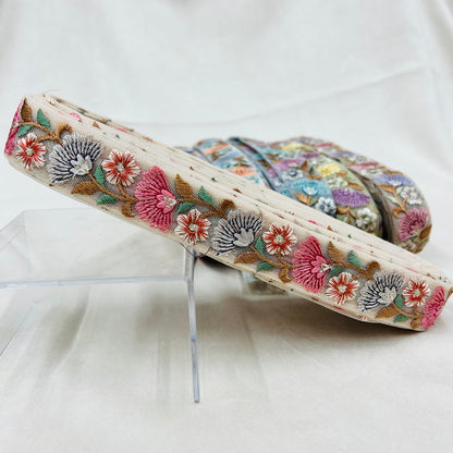 【50cm単位】 刺繍リボン 細幅 可愛いが溢れ出す カラフルわた帽子 チュール 幅約2.8cm 230610012